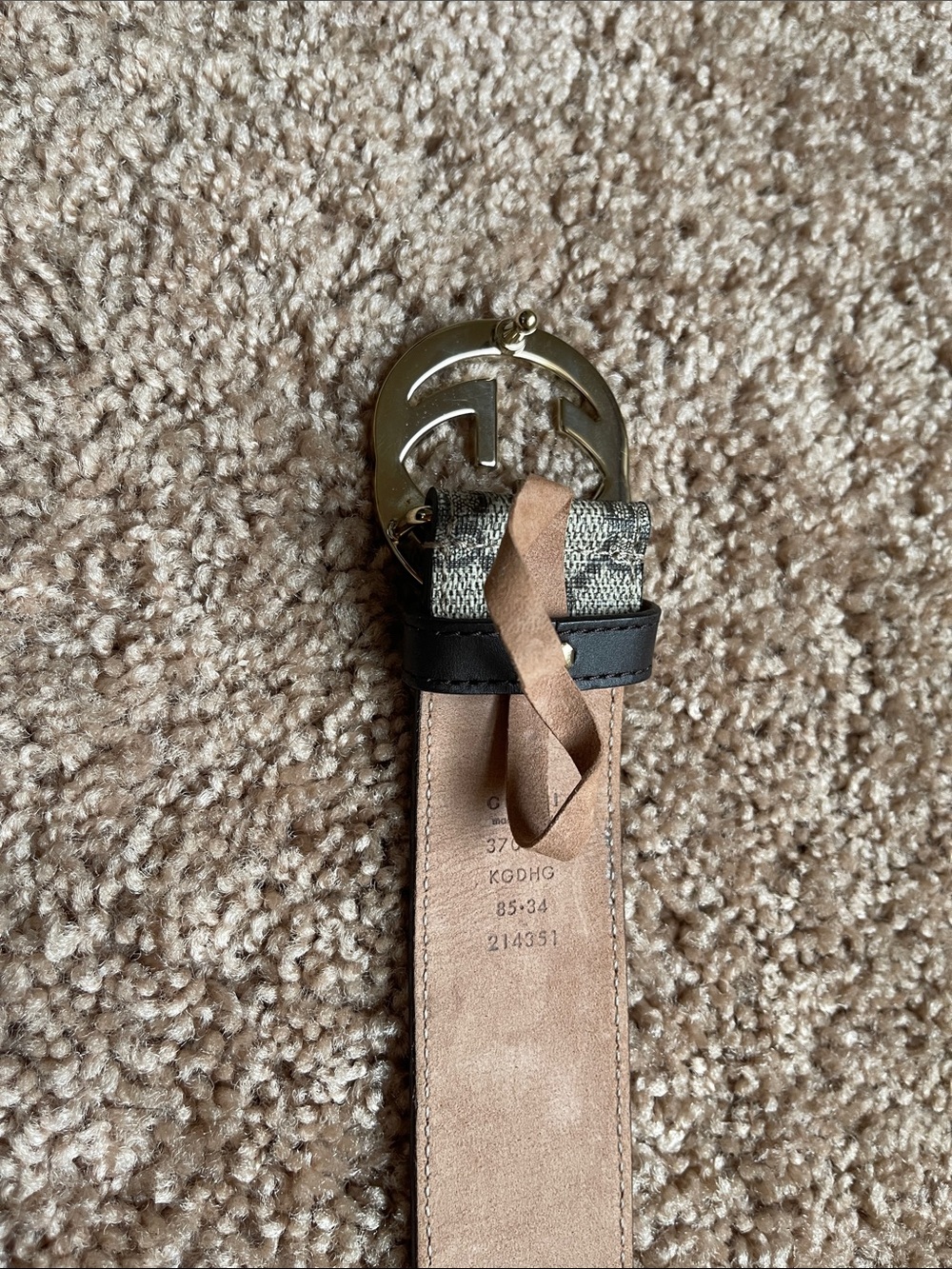 Gucci Interlocking GG Supreme Canvas Leather Belt Beige Women’s US 85/34 - Picture 7 of 16